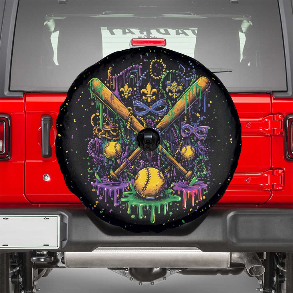 Mardi Gras Dripping Spare Tire Cover Baseball Ice Cream Drip - Wonder Print Shop