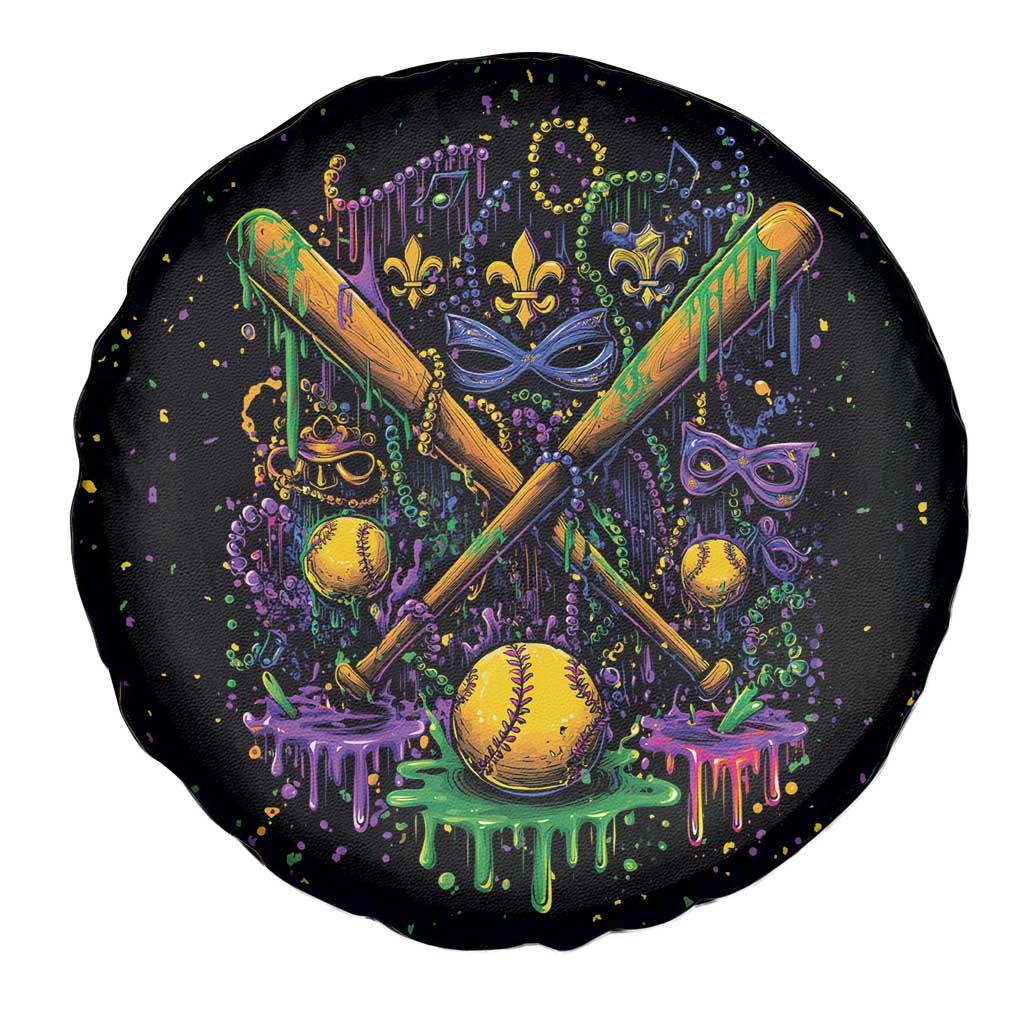 Mardi Gras Dripping Spare Tire Cover Baseball Ice Cream Drip - Wonder Print Shop