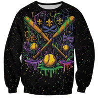 Mardi Gras Dripping Sweatshirt Baseball Ice Cream Drip - Wonder Print Shop