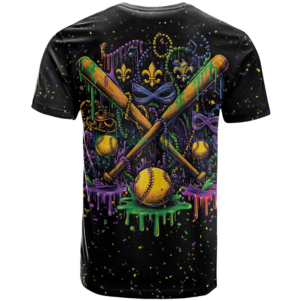 Mardi Gras Dripping T Shirt Baseball Ice Cream Drip - Wonder Print Shop