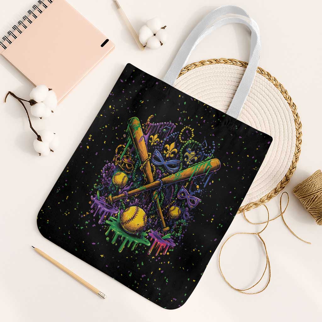Mardi Gras Dripping Tote Bag Baseball Ice Cream Drip - Wonder Print Shop