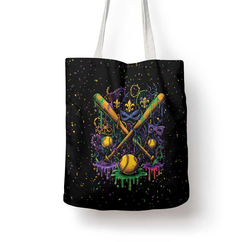 Mardi Gras Dripping Tote Bag Baseball Ice Cream Drip - Wonder Print Shop