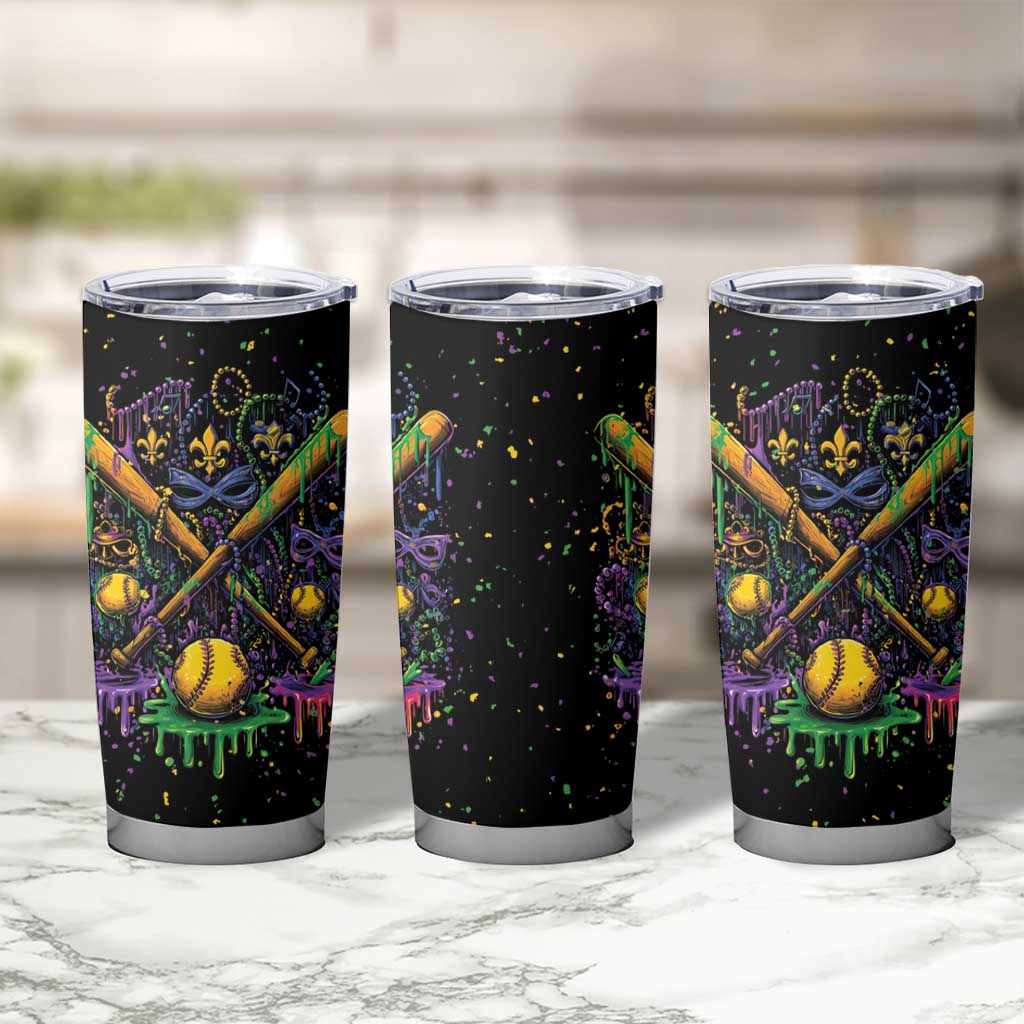 Mardi Gras Dripping Tumbler Cup Baseball Ice Cream Drip - Wonder Print Shop