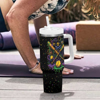 Mardi Gras Dripping Tumbler With Handle Baseball Ice Cream Drip - Wonder Print Shop