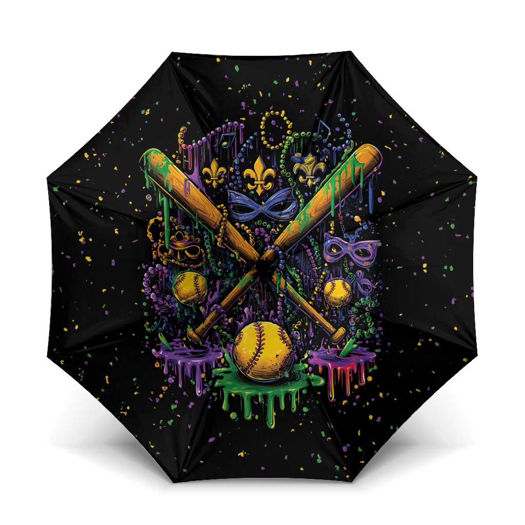 Mardi Gras Dripping Umbrella Baseball Ice Cream Drip - Wonder Print Shop