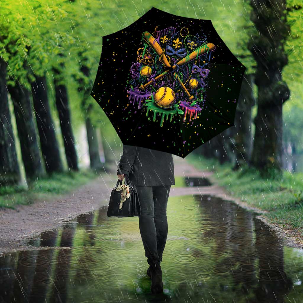 Mardi Gras Dripping Umbrella Baseball Ice Cream Drip - Wonder Print Shop
