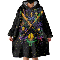 Mardi Gras Dripping Wearable Blanket Hoodie Baseball Ice Cream Drip - Wonder Print Shop