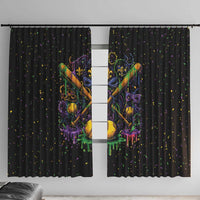 Mardi Gras Dripping Window Curtain Baseball Ice Cream Drip - Wonder Print Shop