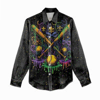Mardi Gras Dripping Women Casual Shirt Baseball Ice Cream Drip - Wonder Print Shop