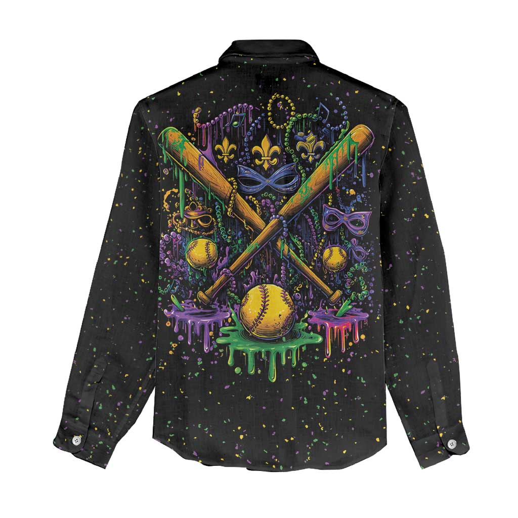 Mardi Gras Dripping Women Casual Shirt Baseball Ice Cream Drip - Wonder Print Shop