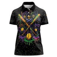 Mardi Gras Dripping Women Polo Shirt Baseball Ice Cream Drip - Wonder Print Shop
