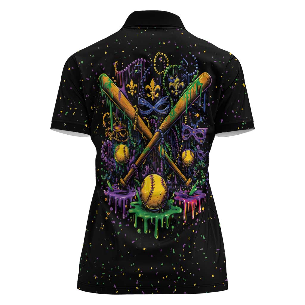 Mardi Gras Dripping Women Polo Shirt Baseball Ice Cream Drip - Wonder Print Shop