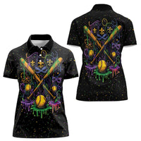 Mardi Gras Dripping Women Polo Shirt Baseball Ice Cream Drip - Wonder Print Shop