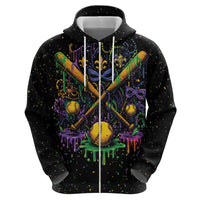 Mardi Gras Dripping Zip Hoodie Baseball Ice Cream Drip - Wonder Print Shop