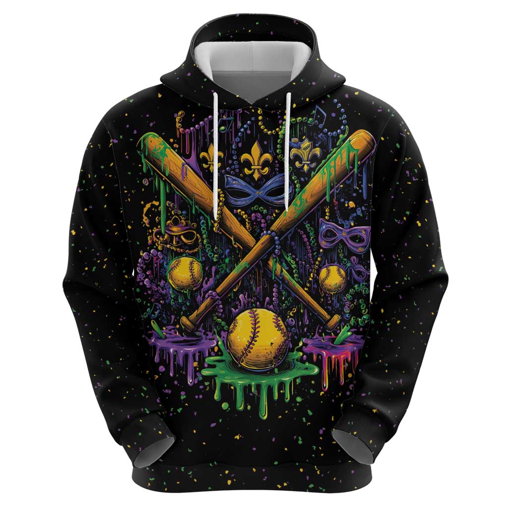 Mardi Gras Dripping Zip Hoodie Baseball Ice Cream Drip - Wonder Print Shop