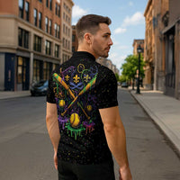 Mardi Gras Dripping Zipper Polo Shirt Baseball Ice Cream Drip - Wonder Print Shop