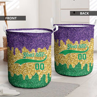 Custom Mardi Gras Dripping Laundry Basket Baseball Sparkling Drip Motif - Wonder Print Shop