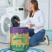 Custom Mardi Gras Dripping Laundry Basket Baseball Sparkling Drip Motif - Wonder Print Shop