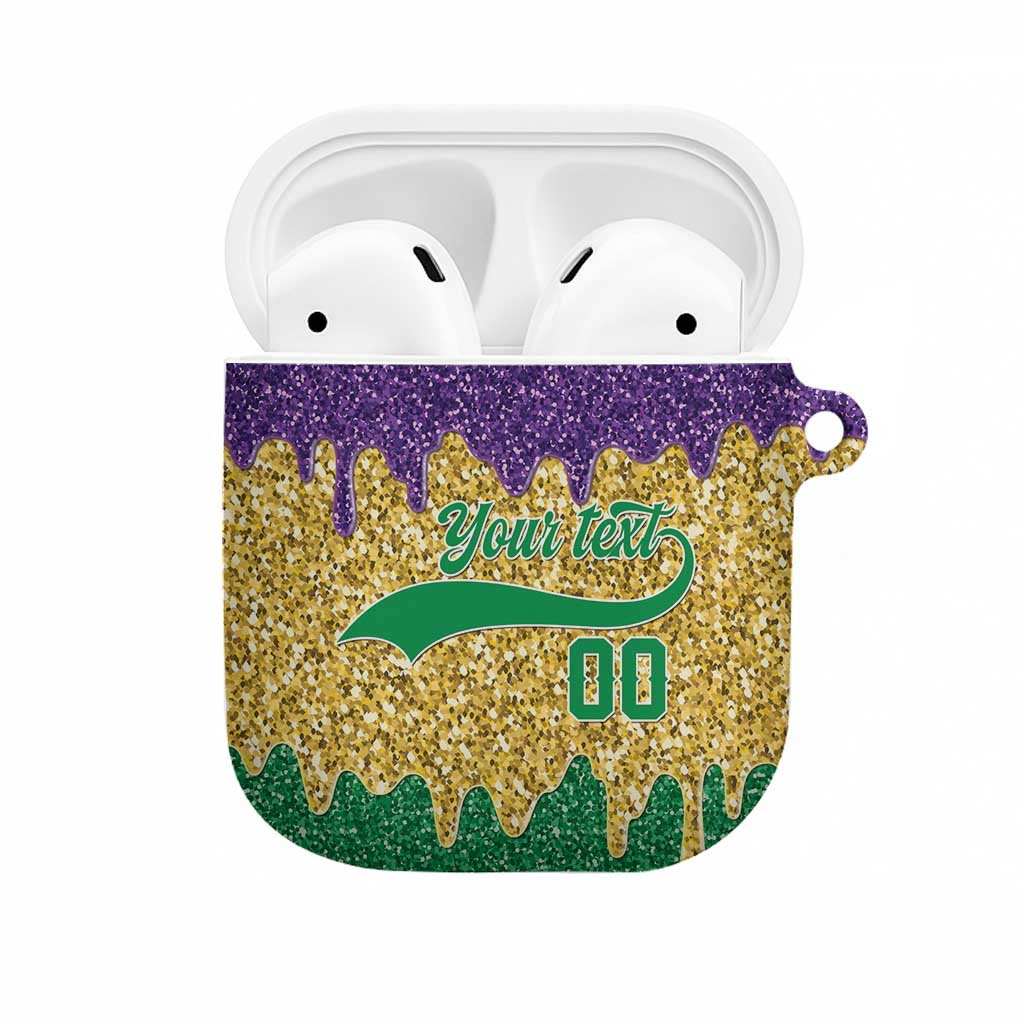 Custom Mardi Gras Dripping AirPods Case Baseball Sparkling Drip Motif - Wonder Print Shop