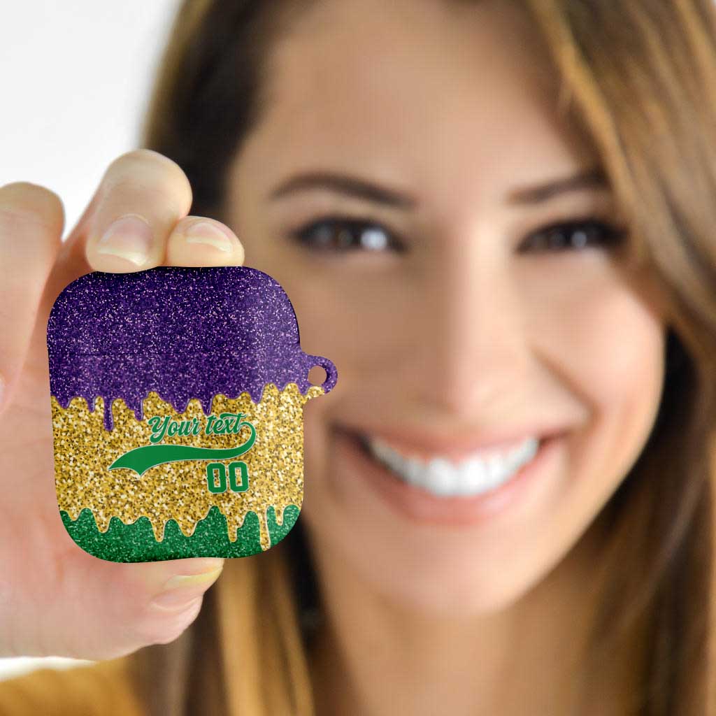 Custom Mardi Gras Dripping AirPods Case Baseball Sparkling Drip Motif - Wonder Print Shop