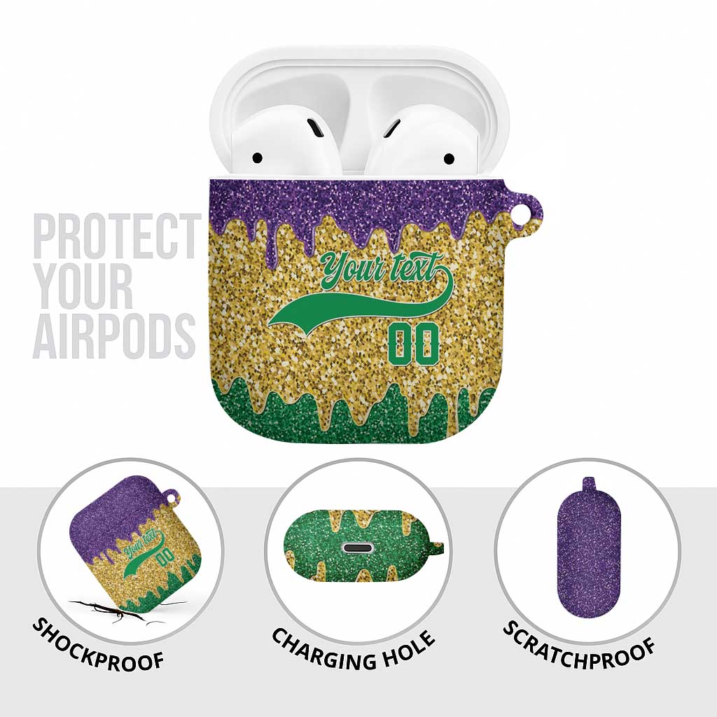 Custom Mardi Gras Dripping AirPods Case Baseball Sparkling Drip Motif - Wonder Print Shop