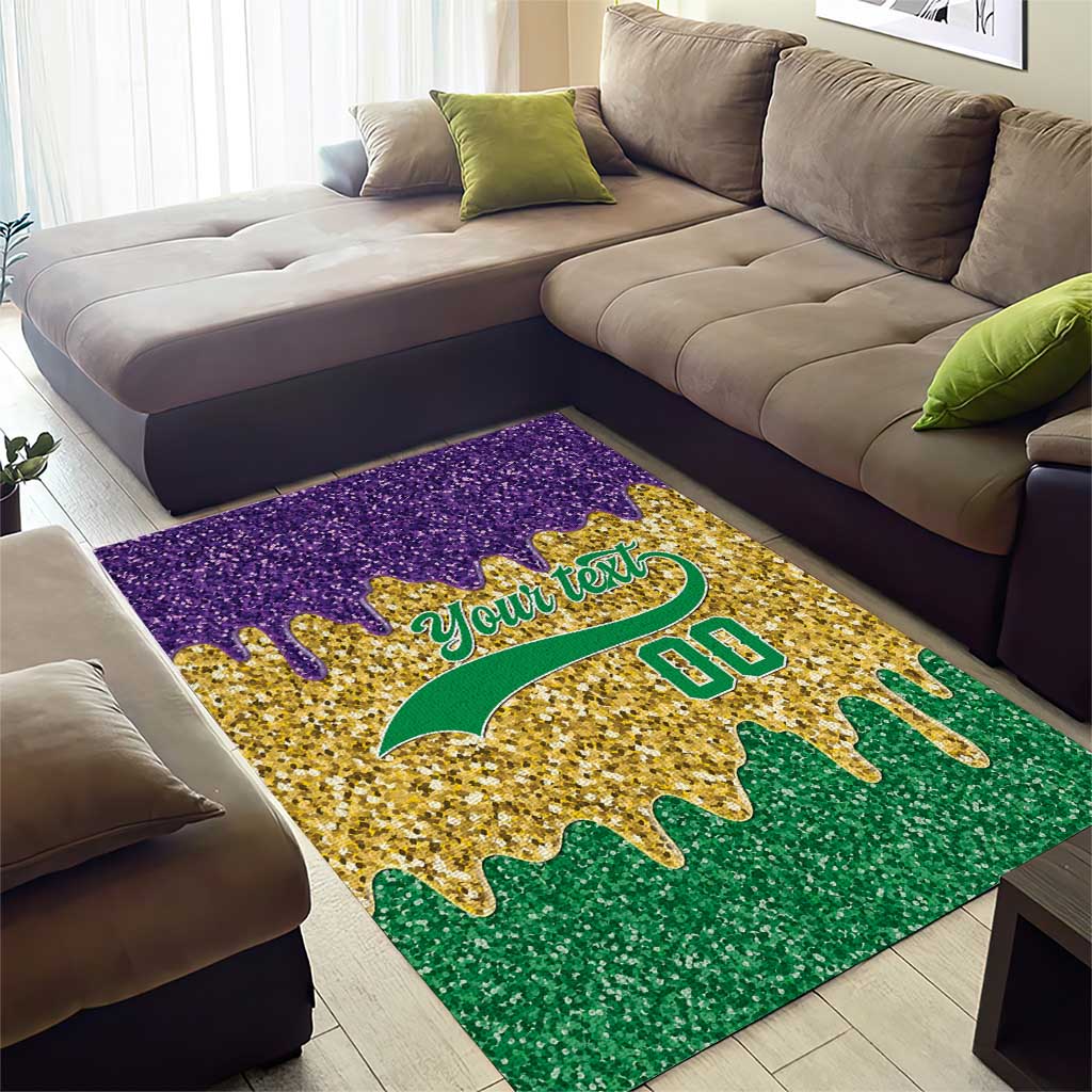 Custom Mardi Gras Dripping Area Rug Baseball Sparkling Drip Motif - Wonder Print Shop