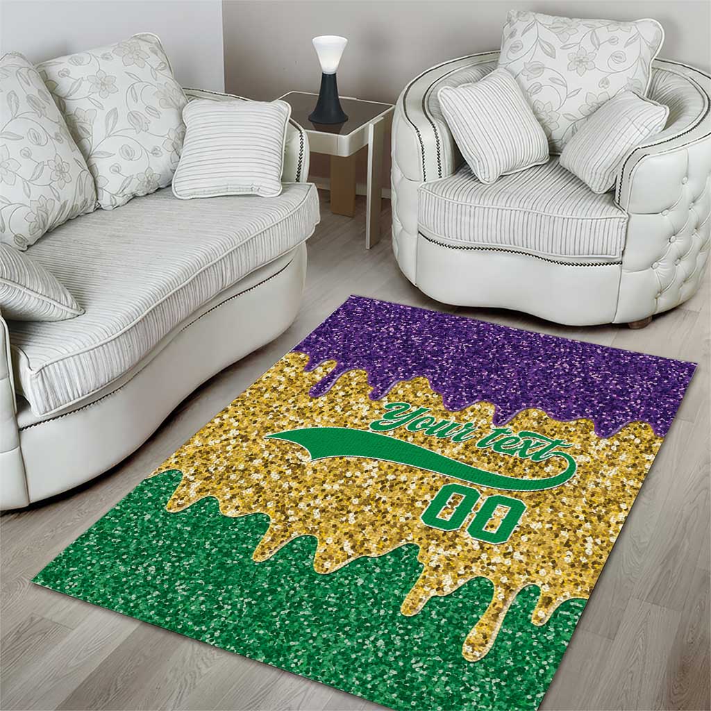 Custom Mardi Gras Dripping Area Rug Baseball Sparkling Drip Motif - Wonder Print Shop