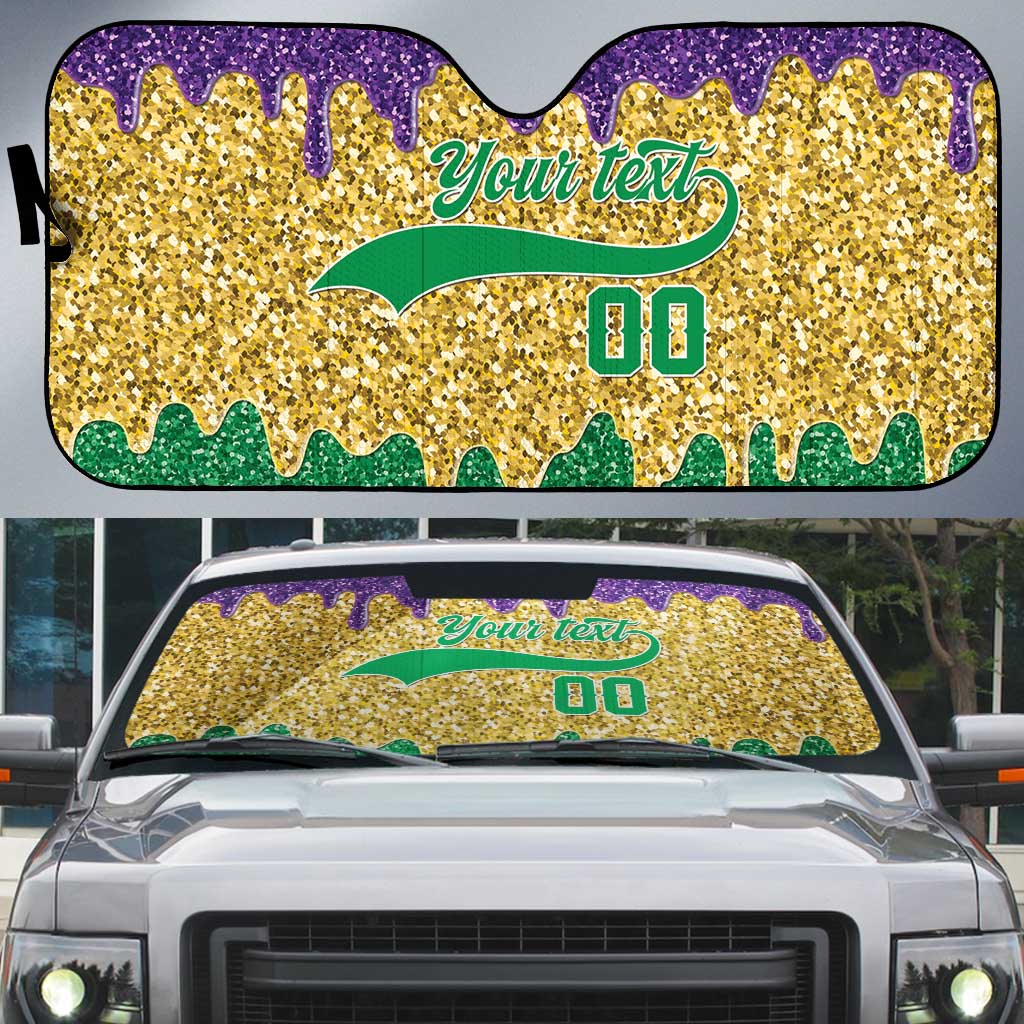 Custom Mardi Gras Dripping Auto Sun Shade Baseball Sparkling Drip Motif - Wonder Print Shop