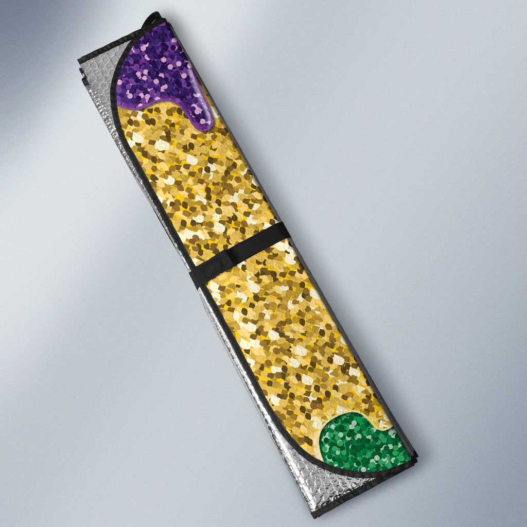 Custom Mardi Gras Dripping Auto Sun Shade Baseball Sparkling Drip Motif - Wonder Print Shop