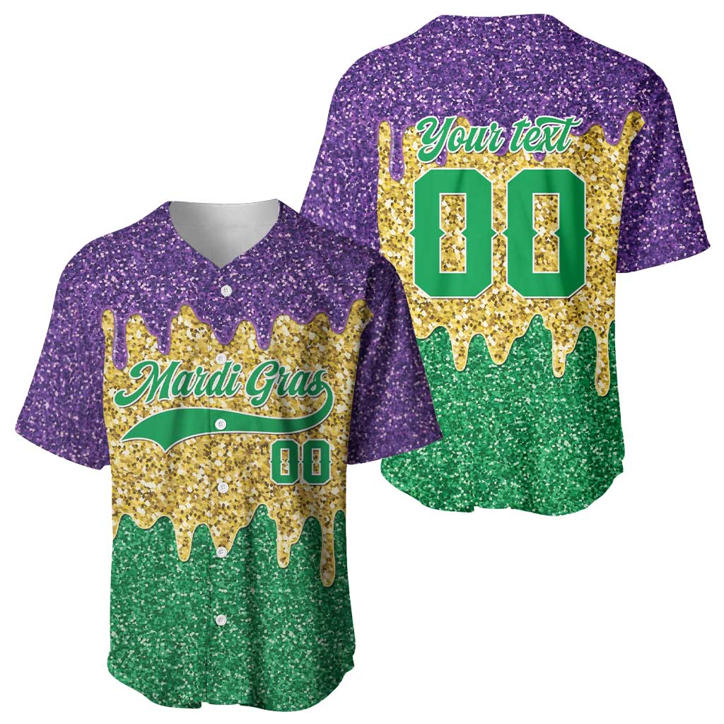 Custom Mardi Gras Dripping Baseball Jersey Baseball Sparkling Drip Motif - Wonder Print Shop