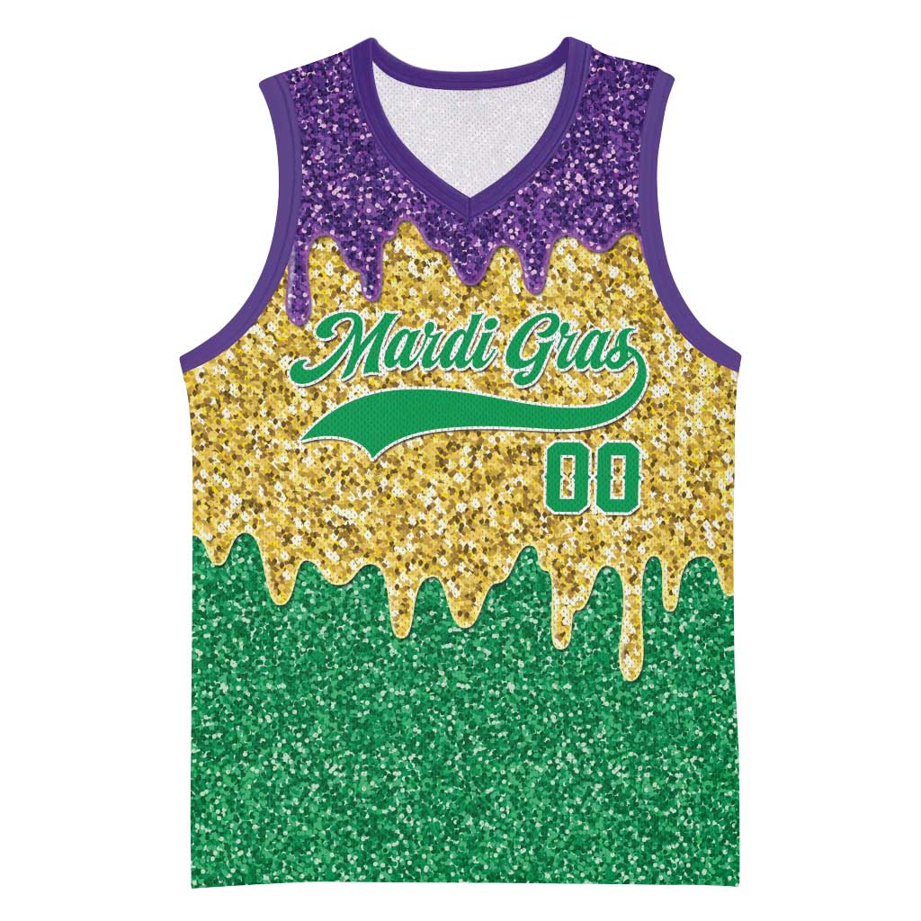 Custom Mardi Gras Dripping Basketball Jersey Baseball Sparkling Drip Motif - Wonder Print Shop