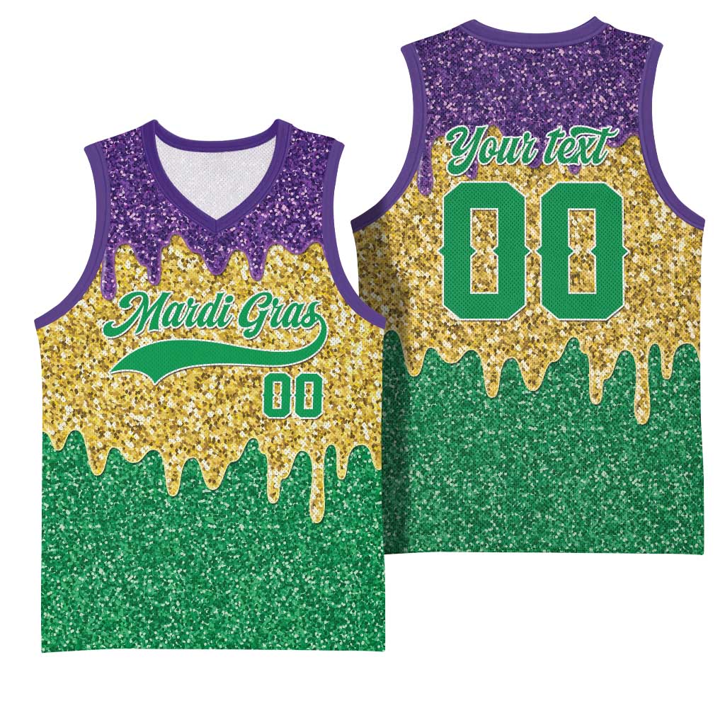 Custom Mardi Gras Dripping Basketball Jersey Baseball Sparkling Drip Motif - Wonder Print Shop