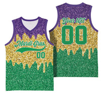 Custom Mardi Gras Dripping Basketball Jersey Baseball Sparkling Drip Motif - Wonder Print Shop