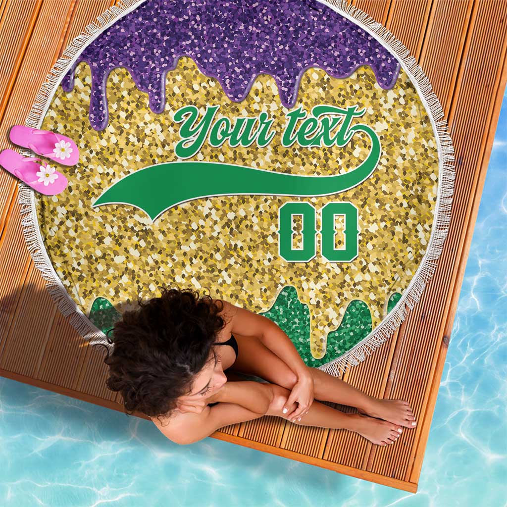 Custom Mardi Gras Dripping Beach Blanket Baseball Sparkling Drip Motif - Wonder Print Shop