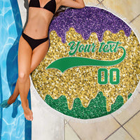 Custom Mardi Gras Dripping Beach Blanket Baseball Sparkling Drip Motif - Wonder Print Shop