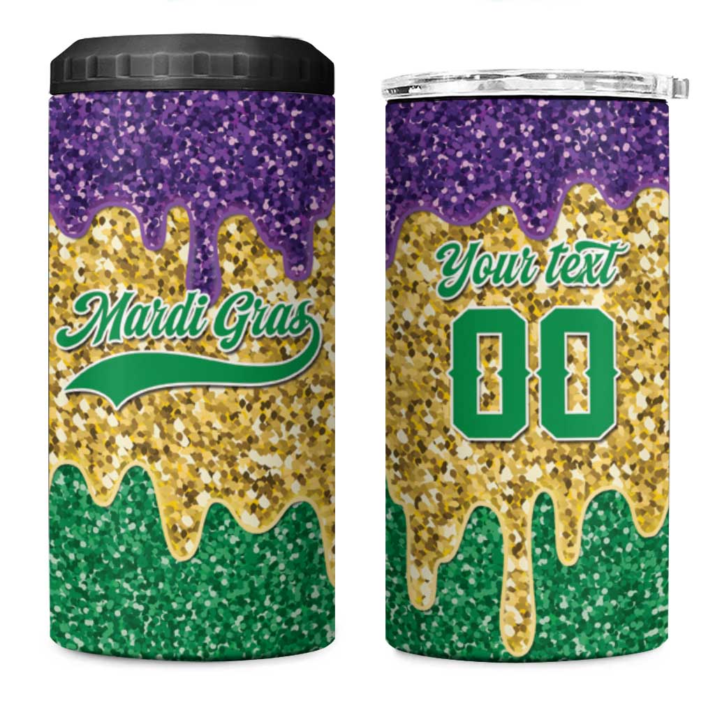 Custom Mardi Gras Dripping 4 in 1 Can Cooler Tumbler Baseball Sparkling Drip Motif - Wonder Print Shop