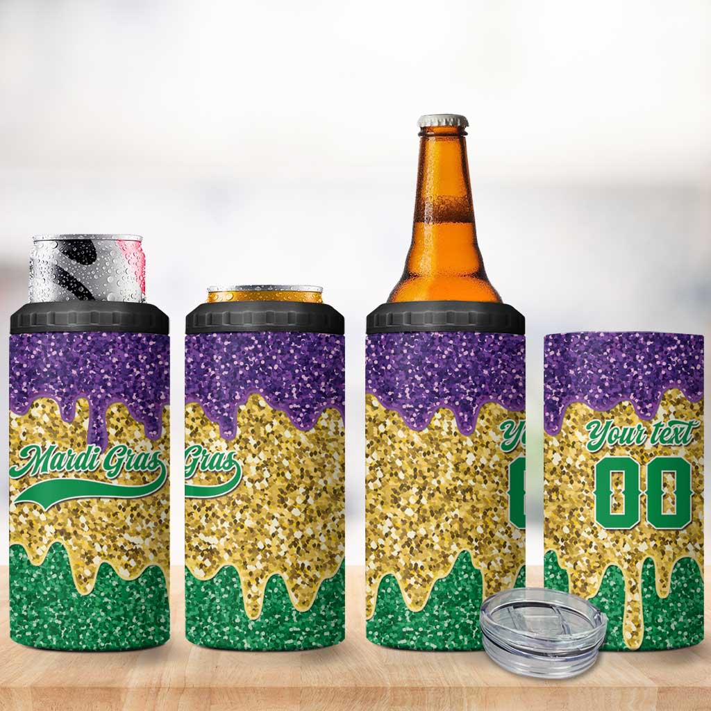 Custom Mardi Gras Dripping 4 in 1 Can Cooler Tumbler Baseball Sparkling Drip Motif - Wonder Print Shop