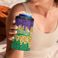 Custom Mardi Gras Dripping 4 in 1 Can Cooler Tumbler Baseball Sparkling Drip Motif - Wonder Print Shop