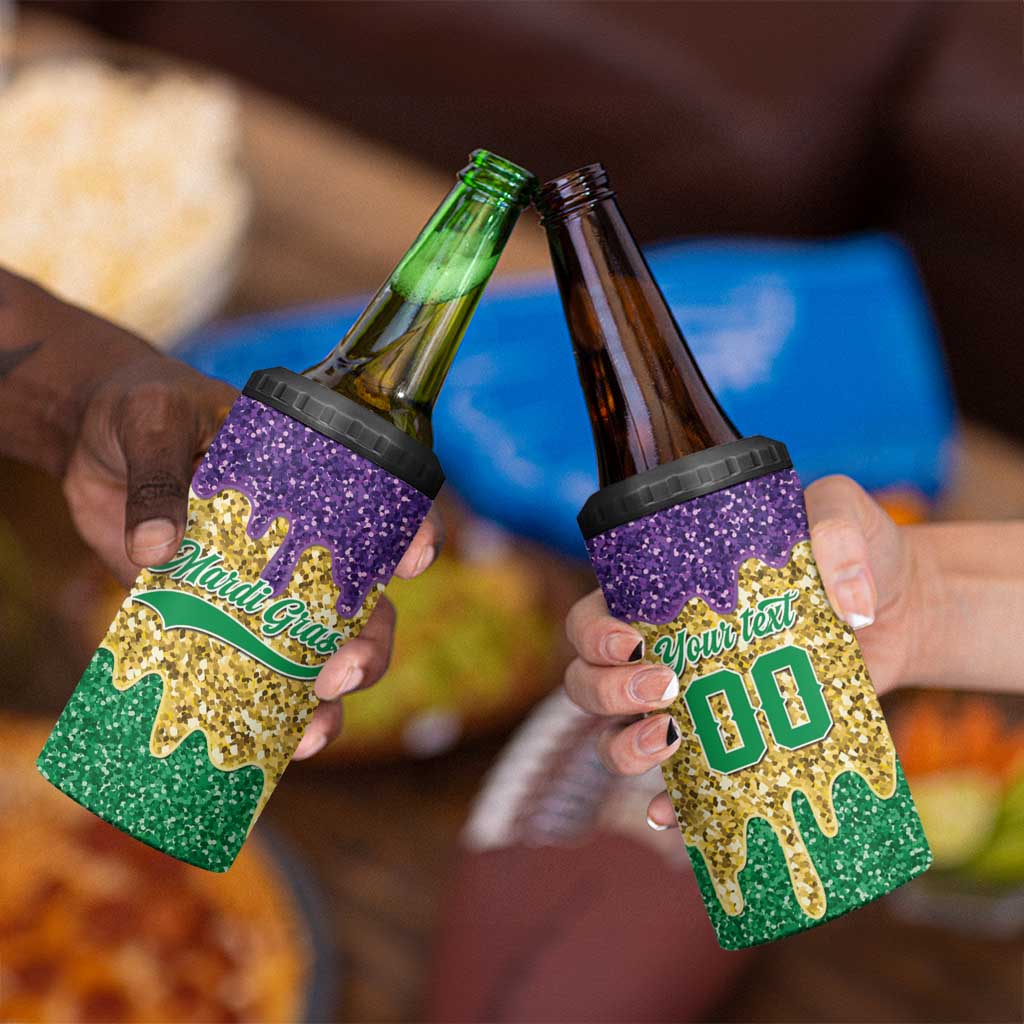 Custom Mardi Gras Dripping 4 in 1 Can Cooler Tumbler Baseball Sparkling Drip Motif - Wonder Print Shop