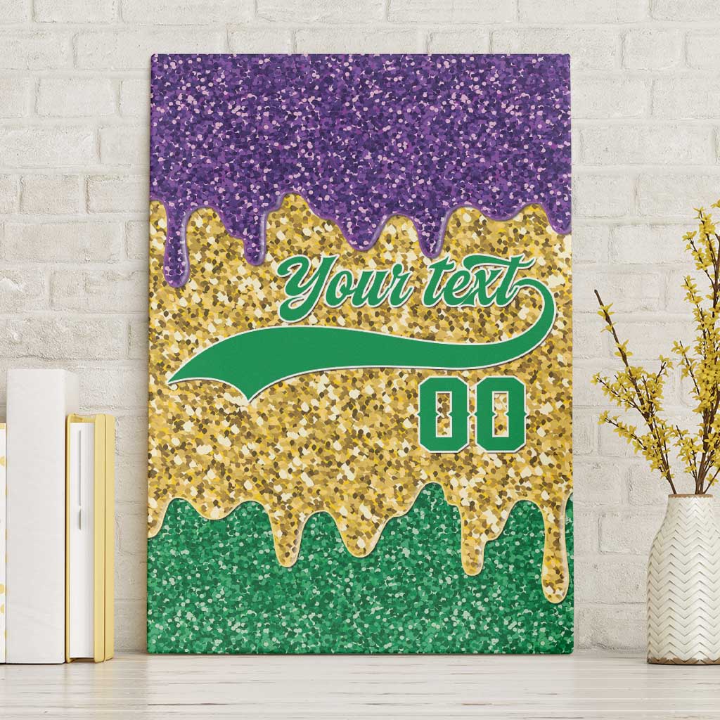 Custom Mardi Gras Dripping Canvas Wall Art Baseball Sparkling Drip Motif - Wonder Print Shop