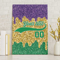 Custom Mardi Gras Dripping Canvas Wall Art Baseball Sparkling Drip Motif - Wonder Print Shop