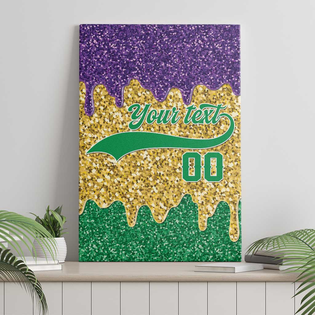 Custom Mardi Gras Dripping Canvas Wall Art Baseball Sparkling Drip Motif - Wonder Print Shop