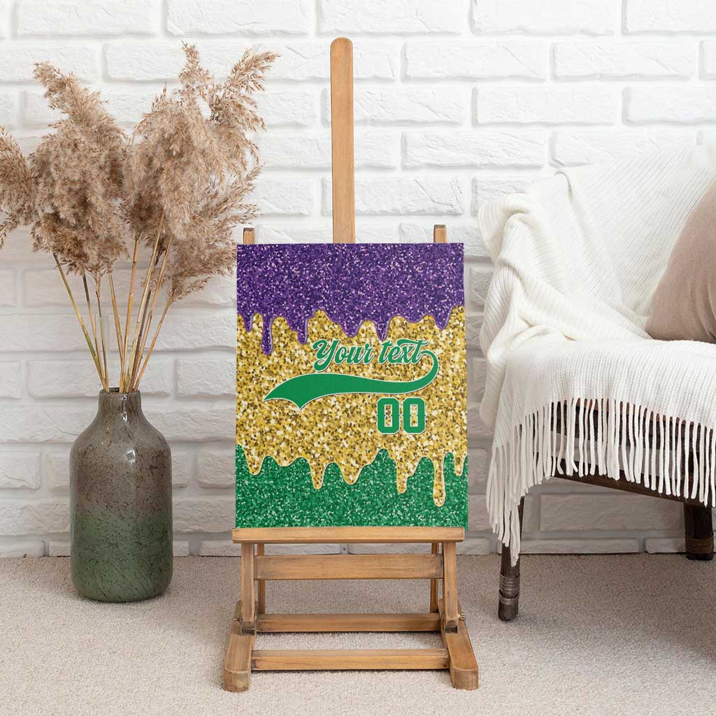 Custom Mardi Gras Dripping Canvas Wall Art Baseball Sparkling Drip Motif - Wonder Print Shop