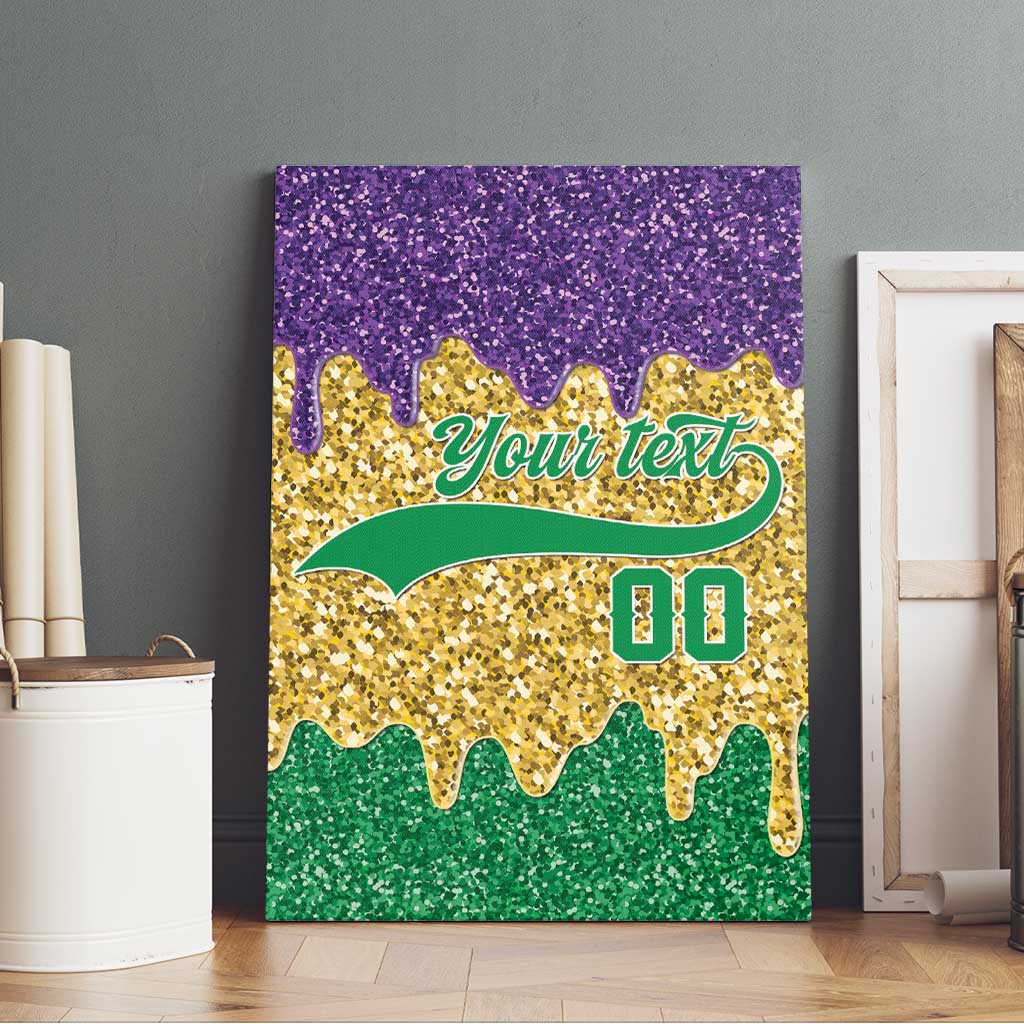 Custom Mardi Gras Dripping Canvas Wall Art Baseball Sparkling Drip Motif - Wonder Print Shop