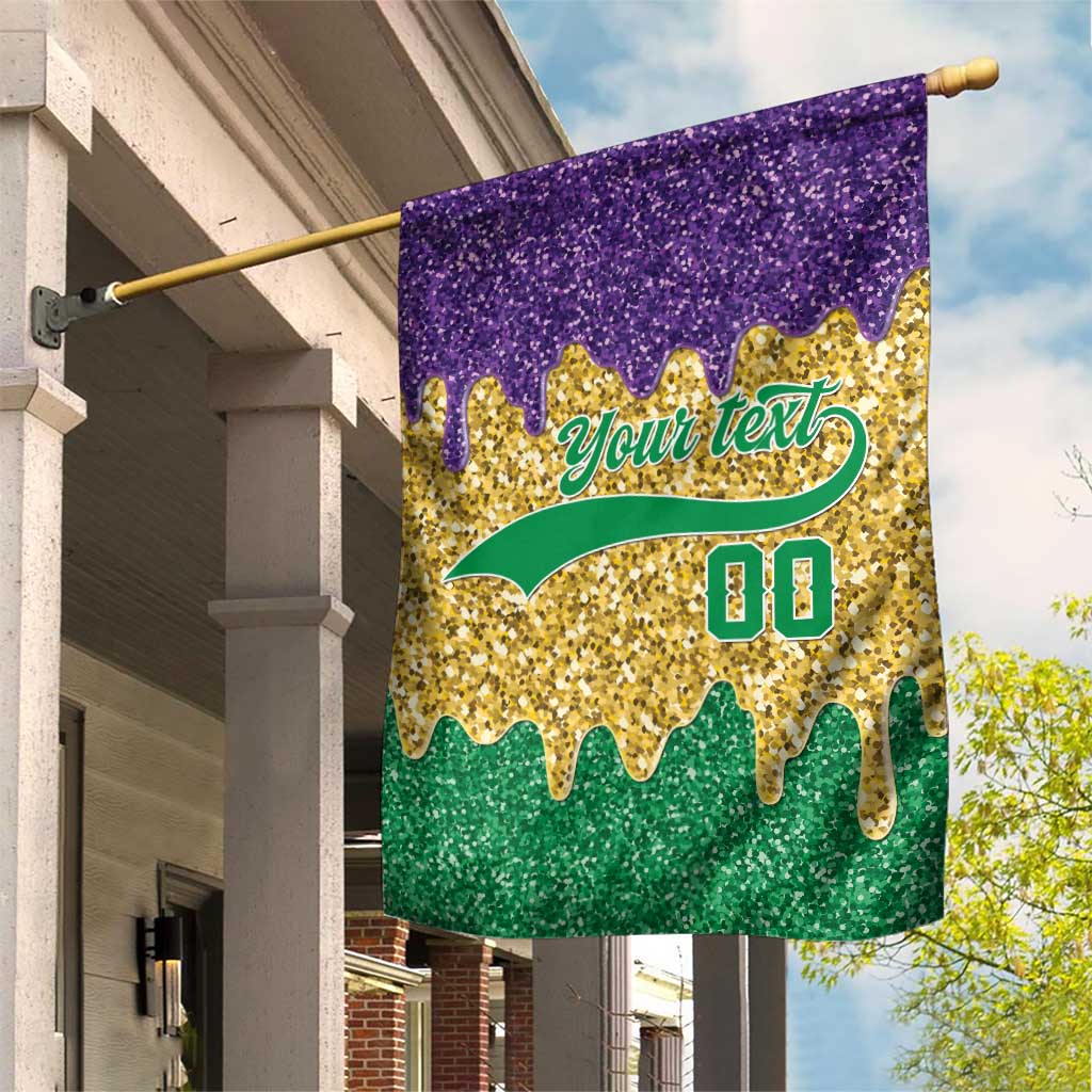Custom Mardi Gras Dripping Garden Flag Baseball Sparkling Drip Motif - Wonder Print Shop