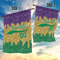 Custom Mardi Gras Dripping Garden Flag Baseball Sparkling Drip Motif - Wonder Print Shop