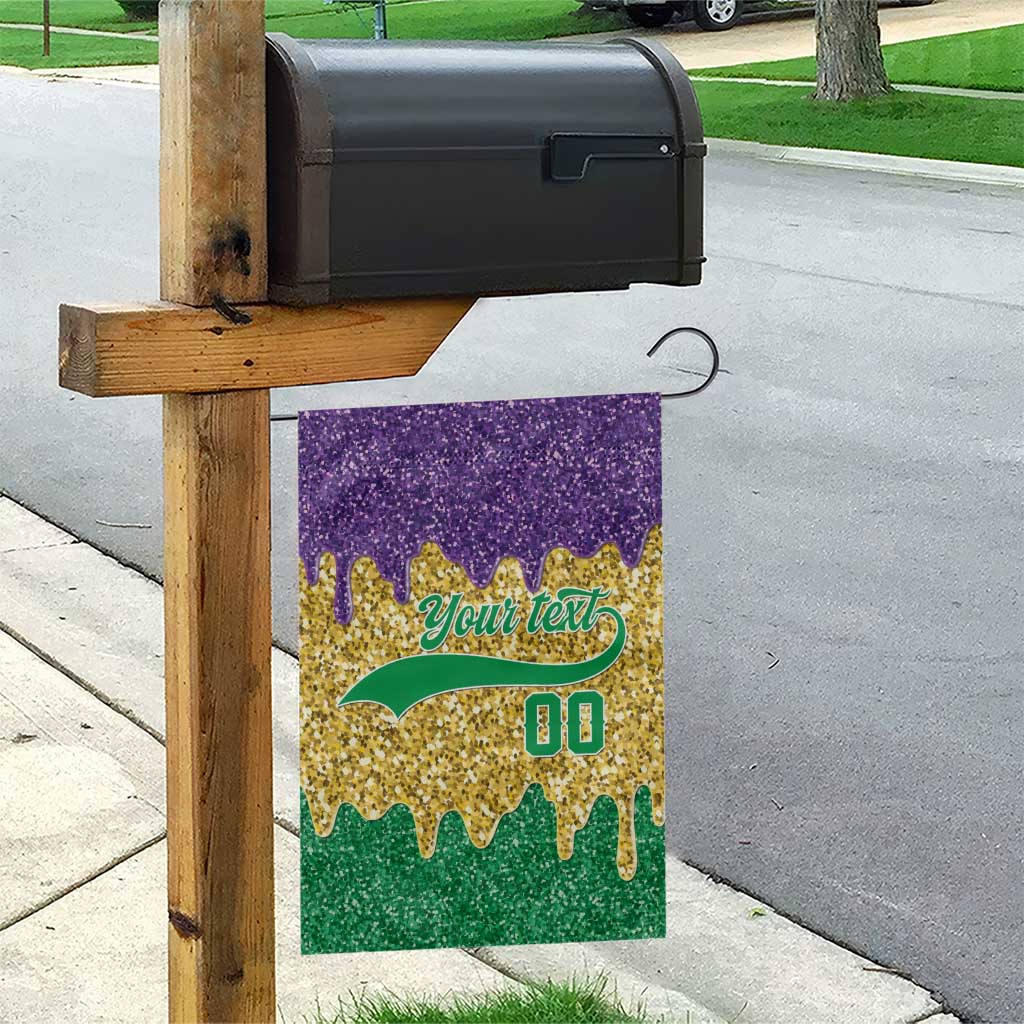 Custom Mardi Gras Dripping Garden Flag Baseball Sparkling Drip Motif - Wonder Print Shop