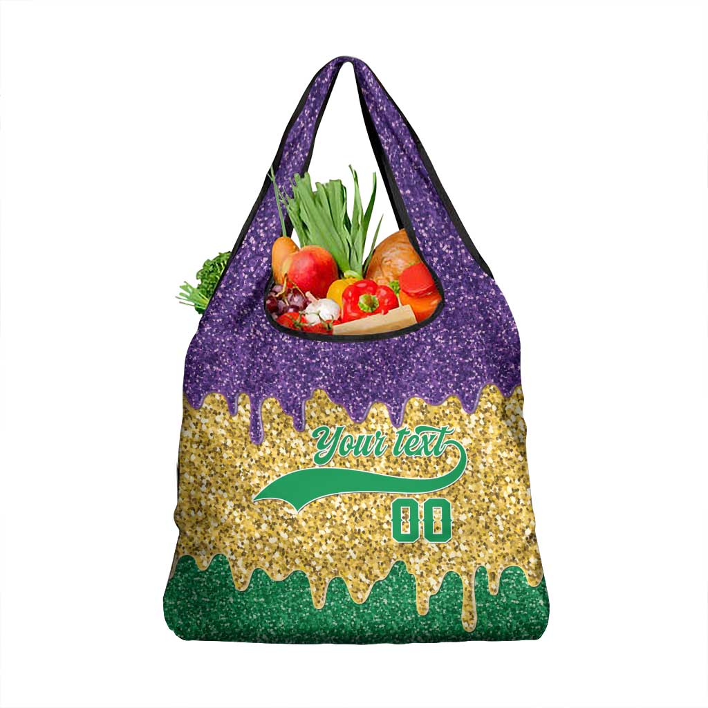 Custom Mardi Gras Dripping Grocery Bag Baseball Sparkling Drip Motif - Wonder Print Shop