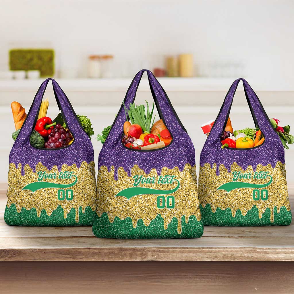 Custom Mardi Gras Dripping Grocery Bag Baseball Sparkling Drip Motif - Wonder Print Shop