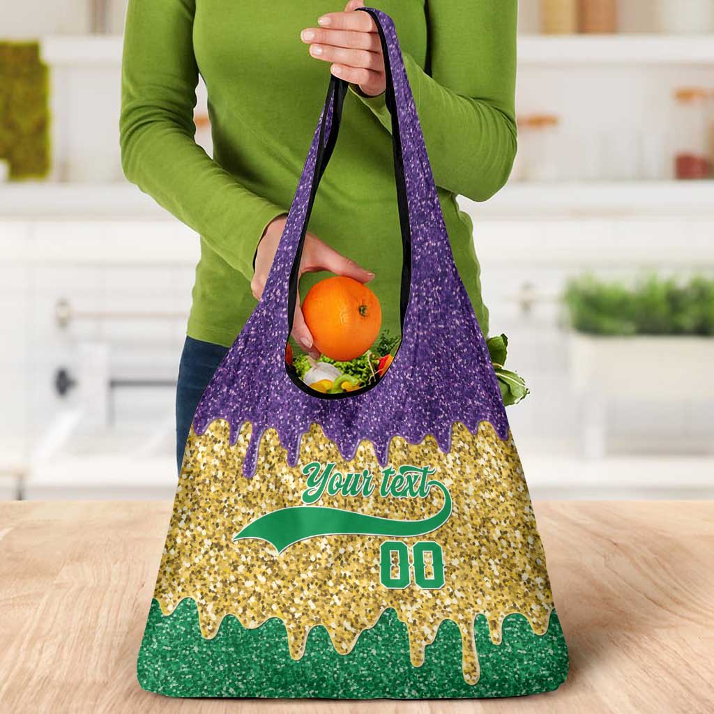 Custom Mardi Gras Dripping Grocery Bag Baseball Sparkling Drip Motif - Wonder Print Shop